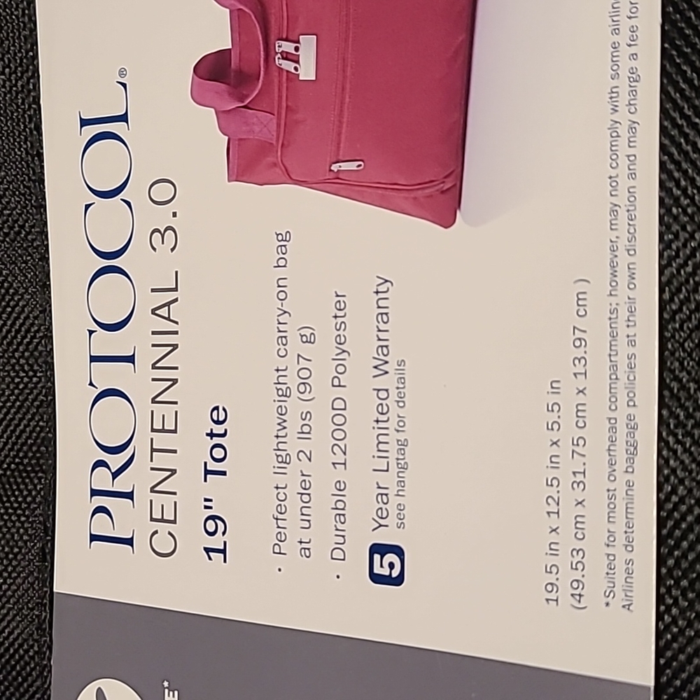 PROTOCOL BRAND 19" BLACK TOTE CARRY ON COMPUTER LAPTOP BAG - Picture 4 of 11